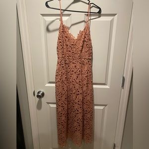 ASTR Pink Lace Midi Dress